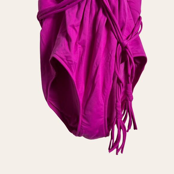 Seafolly Magenta Deep V One Piece Malliot Swimsuit Size 12 - Picture 5 of 10